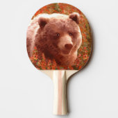 Raquette De Ping Pong Grizzly Bear Cub dans Fireweed Peinture Art de la (Dos)