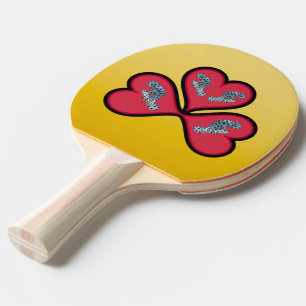 Raquette De Ping Pong Grouper Twins - 3 Cœurs Rouges à Bordure Noire   