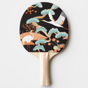 Raquette De Ping Pong Grues, hérons : motif japonais d'oiseaux.