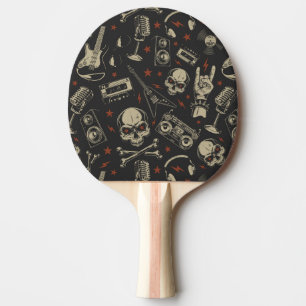 Raquette De Ping Pong Grunge musique crâne croisé motif