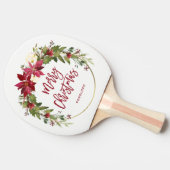 Raquette De Ping Pong Guirlande florale d'aquarelle de Joyeux Noël avec (Côté)