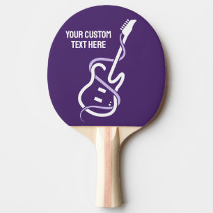 Raquette De Ping Pong Guitare stylisée de texte personnalisé