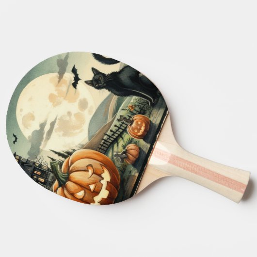 Raquette De Ping Pong Halloween/Automne/Automne/citrouille/chat (Côté)