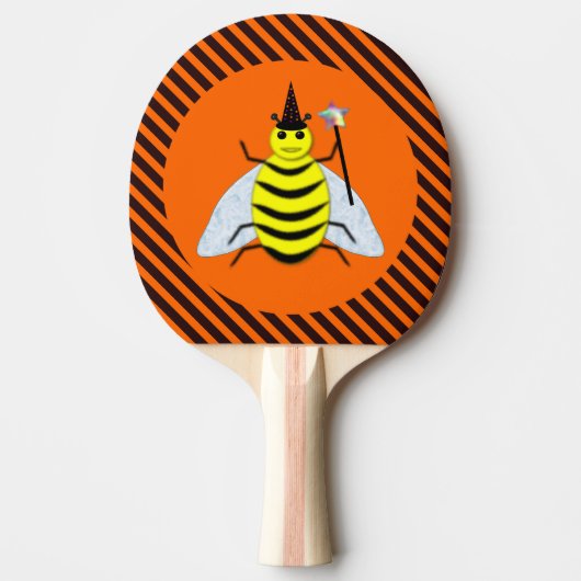 Raquette De Ping Pong Halloween Magic Bee Witch Orange et Black Stripes (Devant)