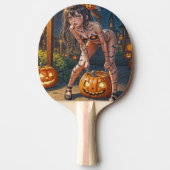 Raquette De Ping Pong Halloween Monster Jack-o-Lantern & Bat Vixen Girl (Devant)