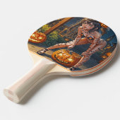 Raquette De Ping Pong Halloween Monster Jack-o-Lantern & Bat Vixen Girl (Devant Angle)