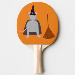 Raquette De Ping Pong Halloween sorcière rat et chambre
