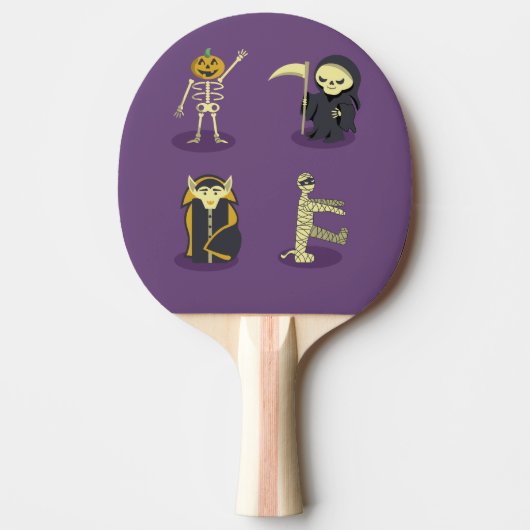 Raquette De Ping Pong Halloween Squelette Dracula Mummy Griffe Reaper (Devant)
