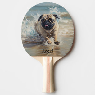 Raquette De Ping Pong Happy Carlin at the Beach personnalisable