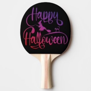 Raquette De Ping Pong Happy Halloween dégradé volant sorcière chat