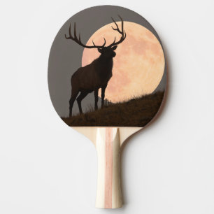 Raquette De Ping Pong Hausse majestueuse d'élans et de Pleine lune de