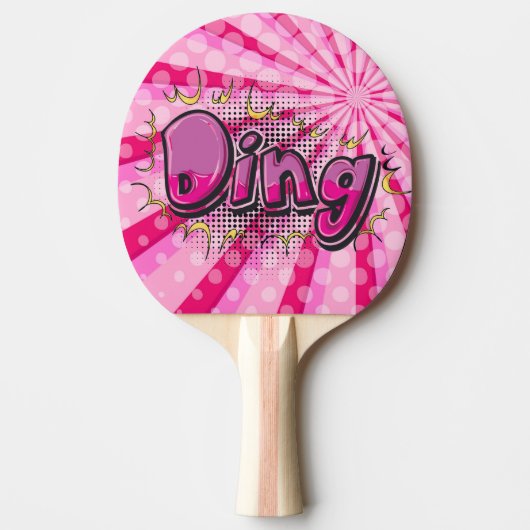 Raquette De Ping Pong Héros comique de tintement de rose de style d'art (Devant)