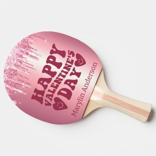 RAQUETTE DE PING PONG HEUREUSE SAINTE-VALENTIN PINK PARTIES SCINTILLANT  (Côté)