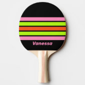 Raquette De Ping Pong HI-VIS and Pink Across Striping with Name (Dos)