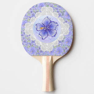 Raquette De Ping Pong Hibiscus & dentelle BLEU