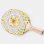 Raquette De Ping Pong Hibiscus & dentelle JAUNE (Côté)