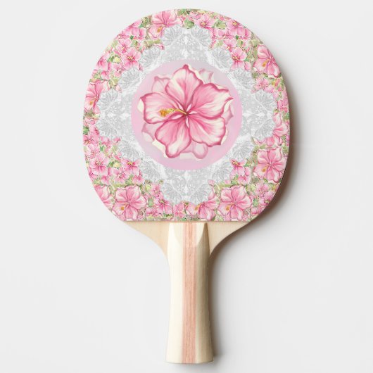 Raquette De Ping Pong Hibiscus & dentelle PINK (Devant)