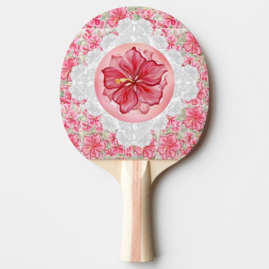 Raquette De Ping Pong Hibiscus & dentelle RED (Devant)