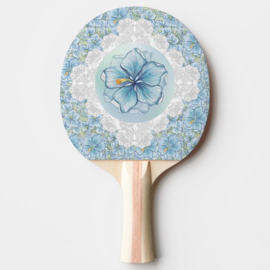 Raquette De Ping Pong Hibiscus & dentelle TURQUOISE (Devant)