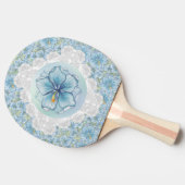 Raquette De Ping Pong Hibiscus & dentelle TURQUOISE (Côté)