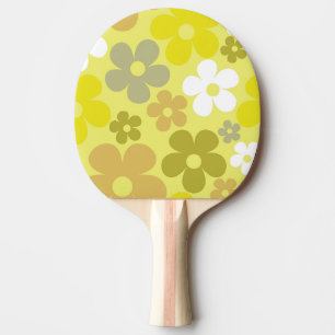 Raquette De Ping Pong Hippie Floral Jaune Pastel Fleur sans fil