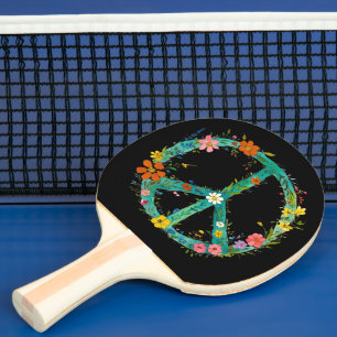Raquette De Ping Pong Hippie Floral Paix Connexion Un Arrière - plan Noi
