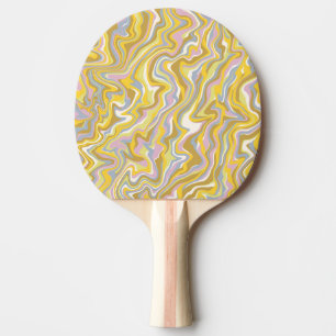 Raquette De Ping Pong Hippie les années 70 Marbre Vert Liquide Swirl Boh