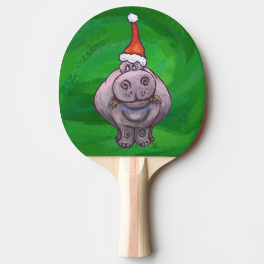 Raquette De Ping Pong Hippo Festif Sur Vert (Devant)