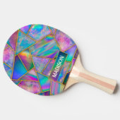 Raquette De Ping Pong Holographe élégant chic faux or (Côté)