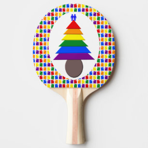 Raquette De Ping Pong Hommes gais Arbre de Noël arc-en-ciel et présente