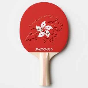 Raquette De Ping Pong HONG KONG DRAPEAU & CARTE ROUGE personnalisé