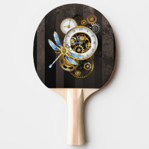 Raquette De Ping Pong Horloge à vapeur avec libellule mécanique
