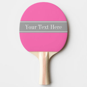 Raquette De Ping Pong Hot Pink #2, Dark Gray Ribbon Nom Monogram