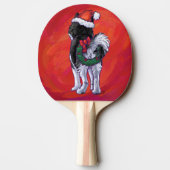 Raquette De Ping Pong Husky à Santa Hat Sur Rouge (Dos)