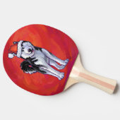 Raquette De Ping Pong Husky à Santa Hat Sur Rouge (Côté)