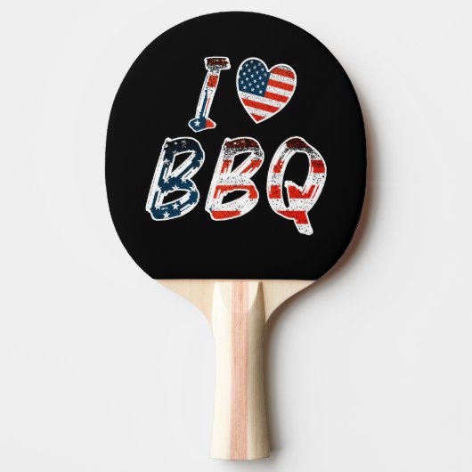 Raquette De Ping Pong I Love BBQ, American Patriotic (Devant)