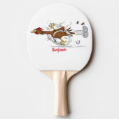 Raquette De Ping Pong Illustration amusante de poulet cool (Dos)