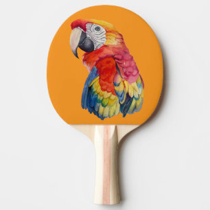 Raquette De Ping Pong Illustration aquarelle de perroquet coloré