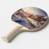 Raquette De Ping Pong Illustration Cosy Village à Noël (Devant Angle)