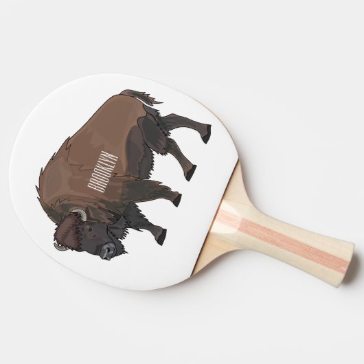 Raquette De Ping Pong Illustration de bison (Côté)