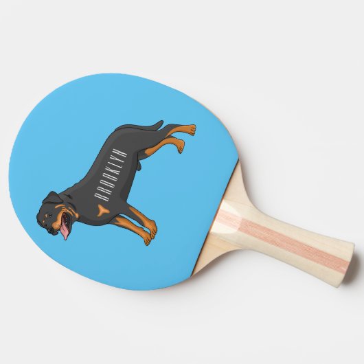 Raquette De Ping Pong Illustration de chien Rottweiler (Côté)