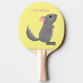 Raquette De Ping Pong Illustration de chinchilla gris mignon (Dos)