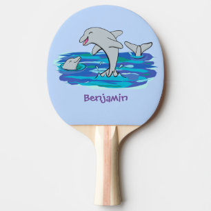 Raquette De Ping Pong Illustration de dauphins heureux adorables