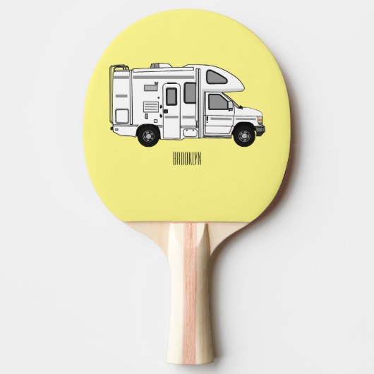 Raquette De Ping Pong Illustration de dessin animé Campervan (Devant)