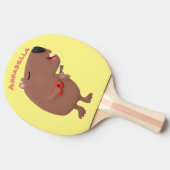 Raquette De Ping Pong Illustration de dessin animé de capybara ukulele (Côté)