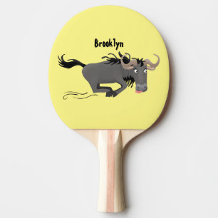 Raquette De Ping Pong Illustration de dessin animé drôle de gnous en cou