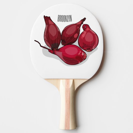 Raquette De Ping Pong Illustration de dessin animé Shallot (Devant)