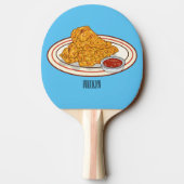 Raquette De Ping Pong Illustration de dessin animé sur le poulet frit (Dos)