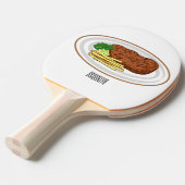 Raquette De Ping Pong Illustration de dessin de steak (Devant Angle)