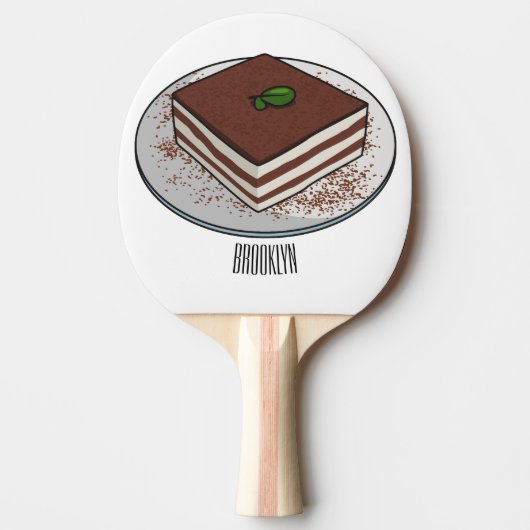 Raquette De Ping Pong Illustration de gâteau de Tiramisu (Devant)
